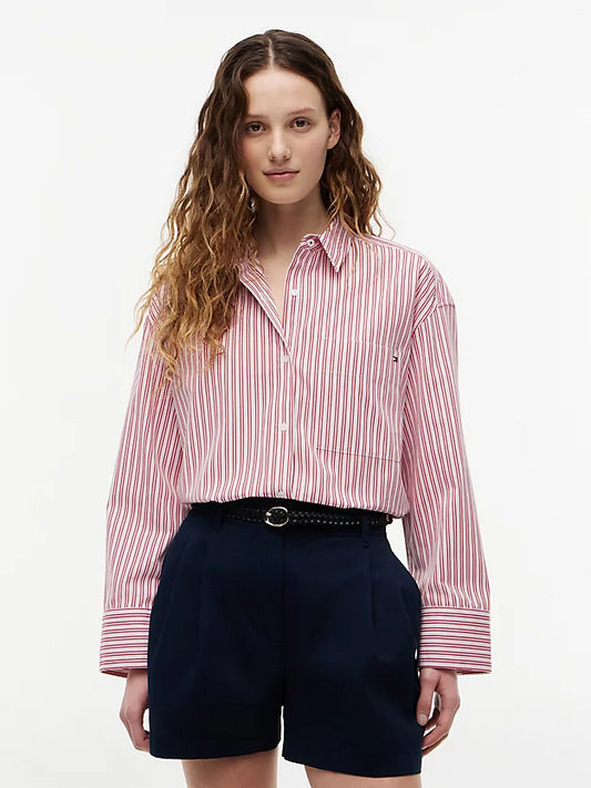 Oversized Fit Flag Embroidery Poplin Shirt
