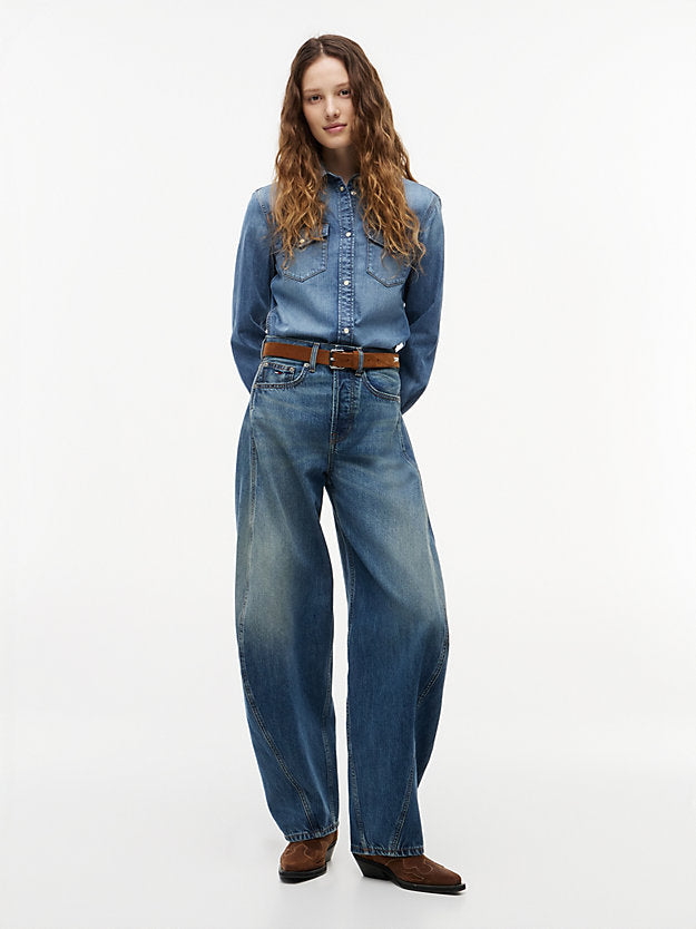 Twisted Seam Mid Rise Barrel Jeans