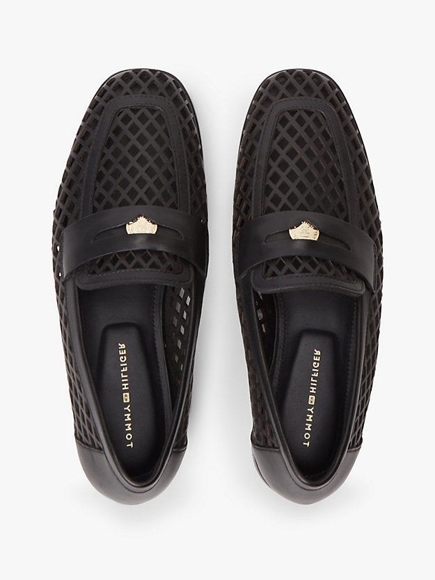 Cutout Leather Penny Loafers