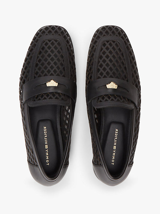 Cutout Leather Penny Loafers