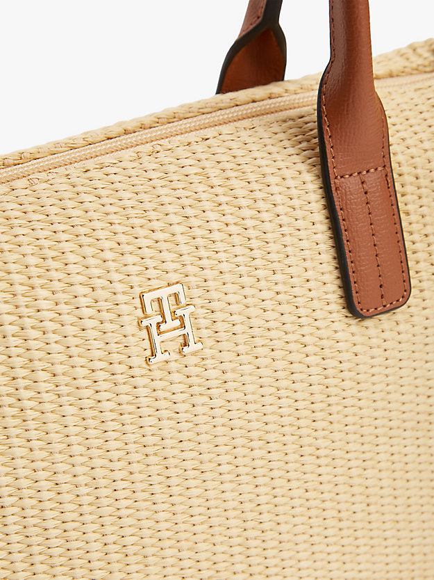 Raffia Crossbody Tote Bag