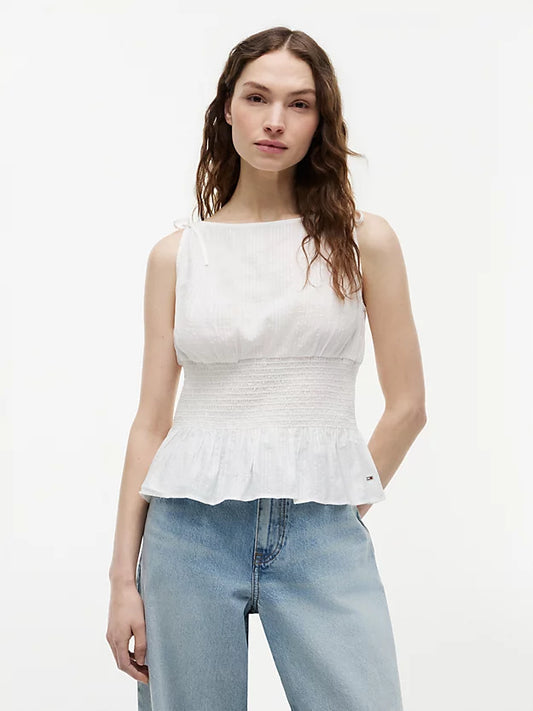 Smock Seersucker Tie Strap Top