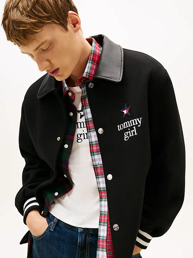 Girl Wool Blend Oversized Varsity Jacket