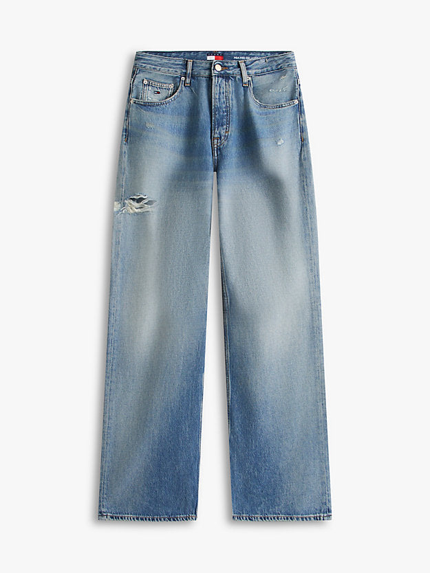 Mia Distressed Mid Rise Relaxed Straight Leg Jeans