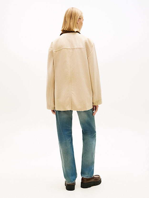 Distressed Canvas Oversized Chore Jacket