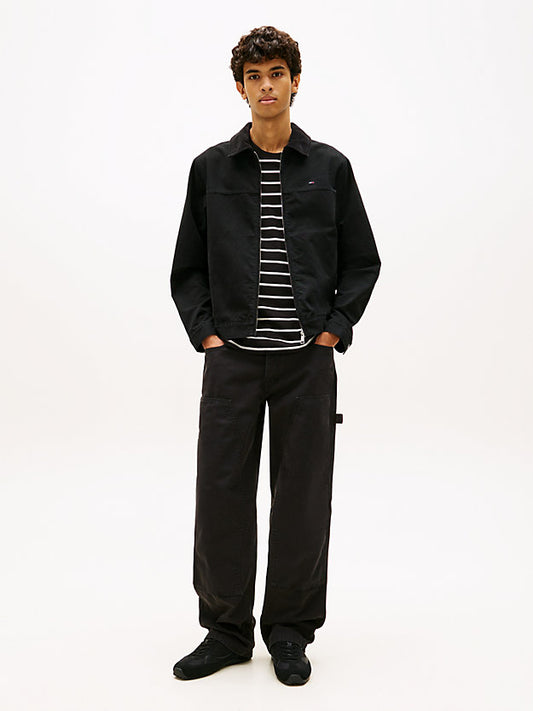 Flag Embroidery Zip-Thru Trucker Jacket