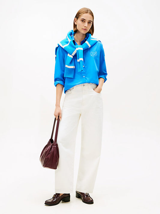 Oversized Fit Logo Embroidery Shirt
