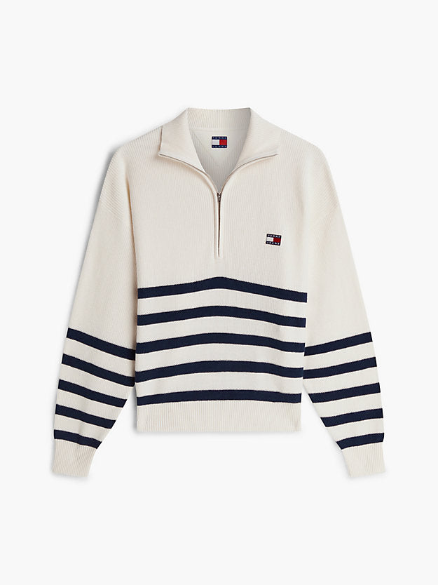 Badge Stripe Quarter-Zip Jumper