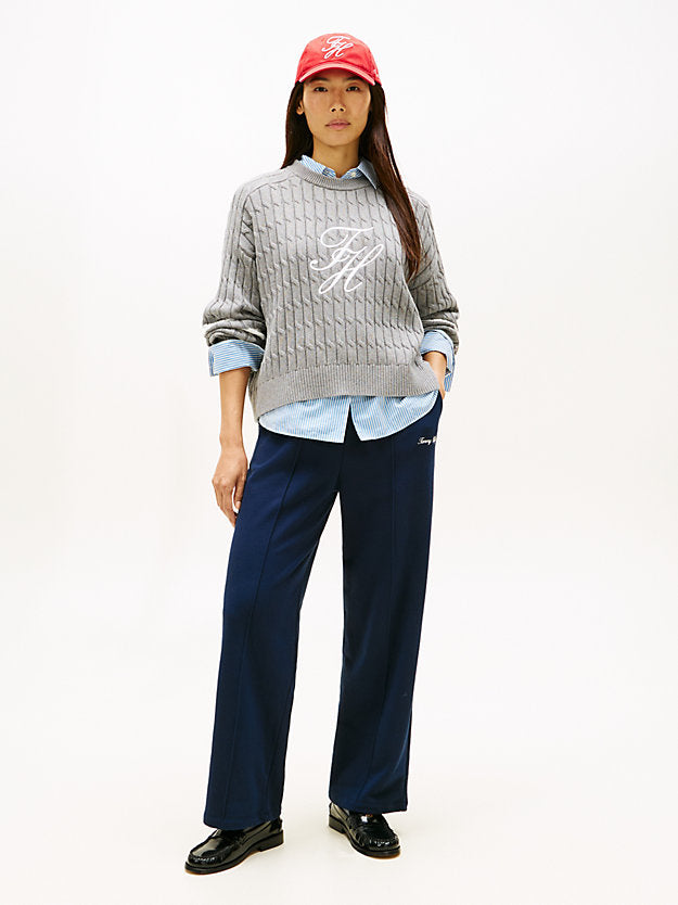 Logo Embroidery Wide Leg Joggers