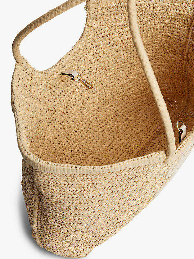 Raffia Textured Logo Tote Bag