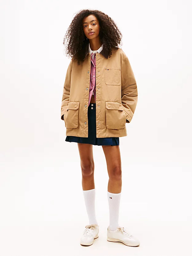 Corduroy Collar Twill Utility Jacket