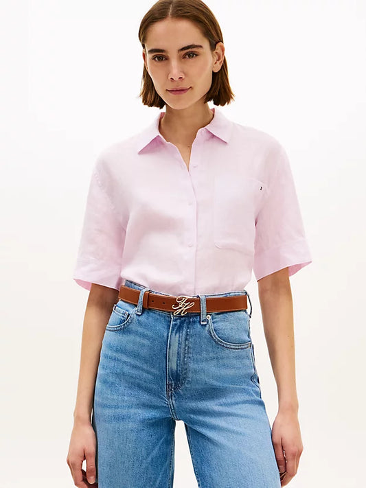 Relaxed Fit Pure Linen Short Sleeve Shirt