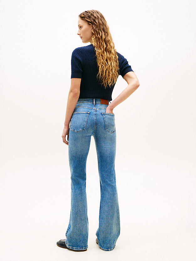 Mid Rise Flared Leg Jeans