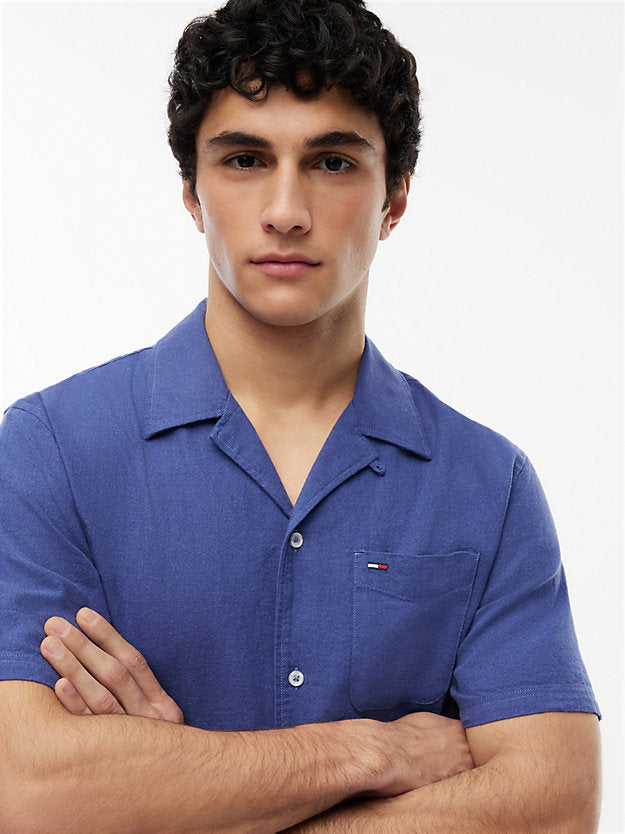 Regular Fit Linen Blend Short Sleeve Shirt
