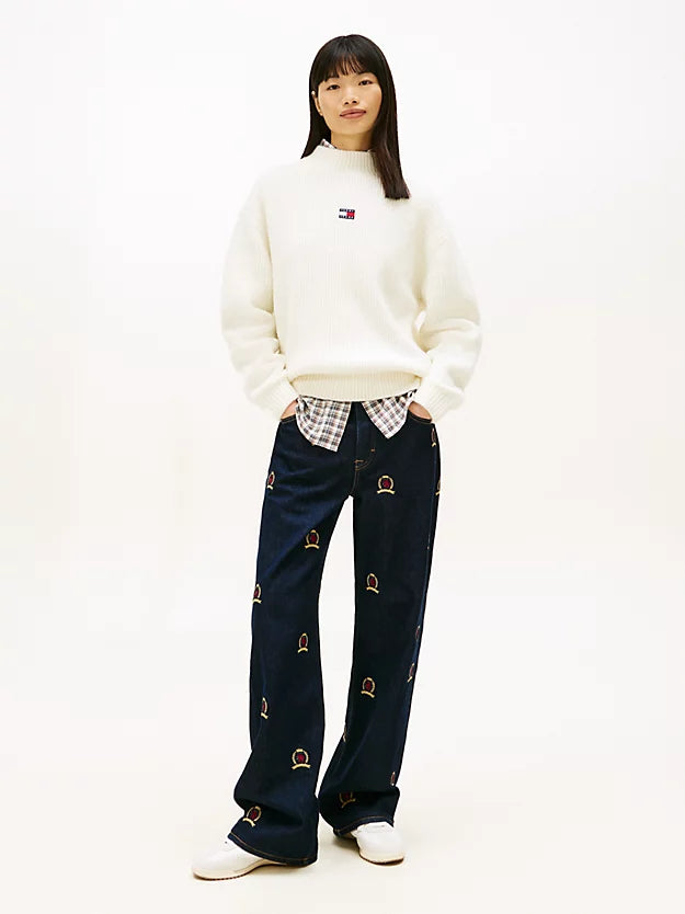 Badge Relaxed Mock Neck Jumper