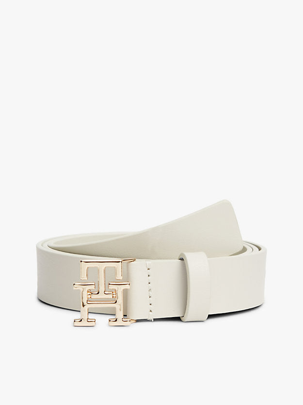 Monogram Plaque Buckle Leather Belt