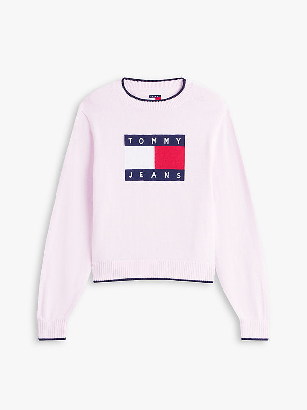 Intarsia Flag Badge Tipped Relaxed Jumper