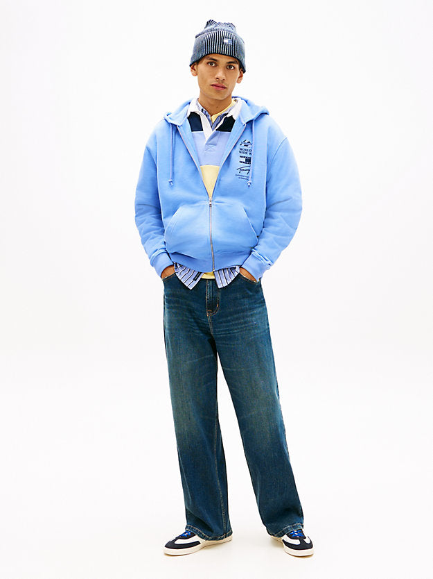 Back Graphic Relaxed Terry Zip-Thru Hoody