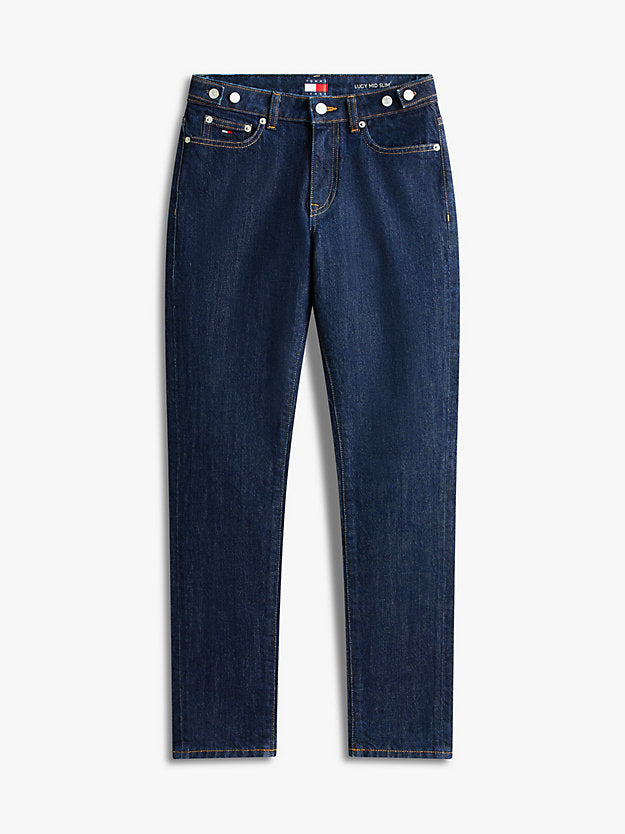 Waist Tab Mid Rise Slim Jeans