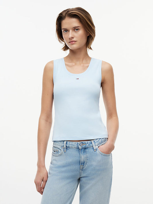 Ribbed Scoop Neck Slim Tank Top