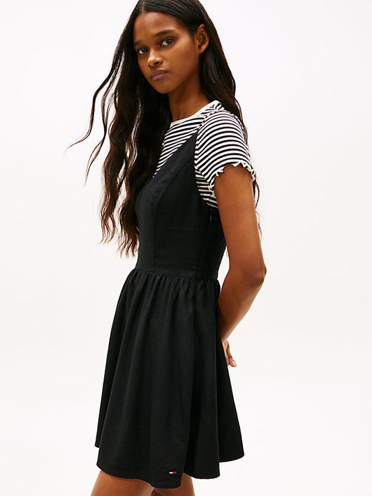 Extra Slim Linen Blend Mini Skater Dress