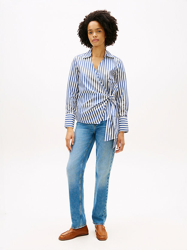 Slim Fit Wrap Knot Poplin Shirt