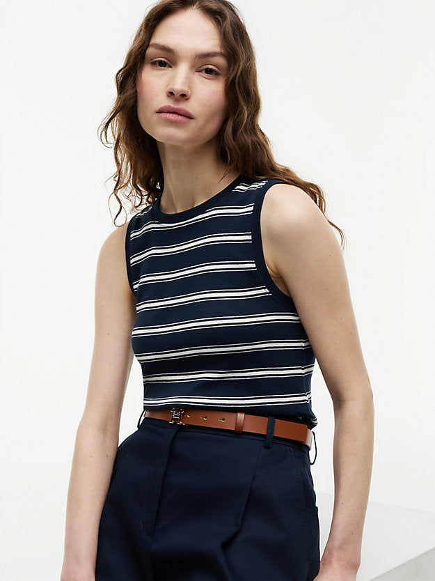 Stripe Slim Crew Neck Tank Top