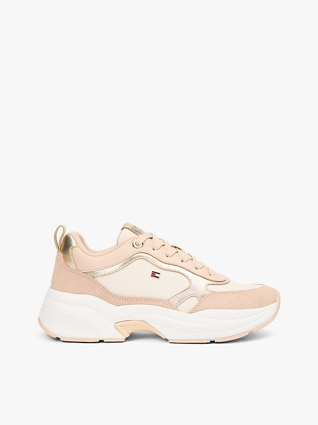 Metallic Leather Chunky Trainers