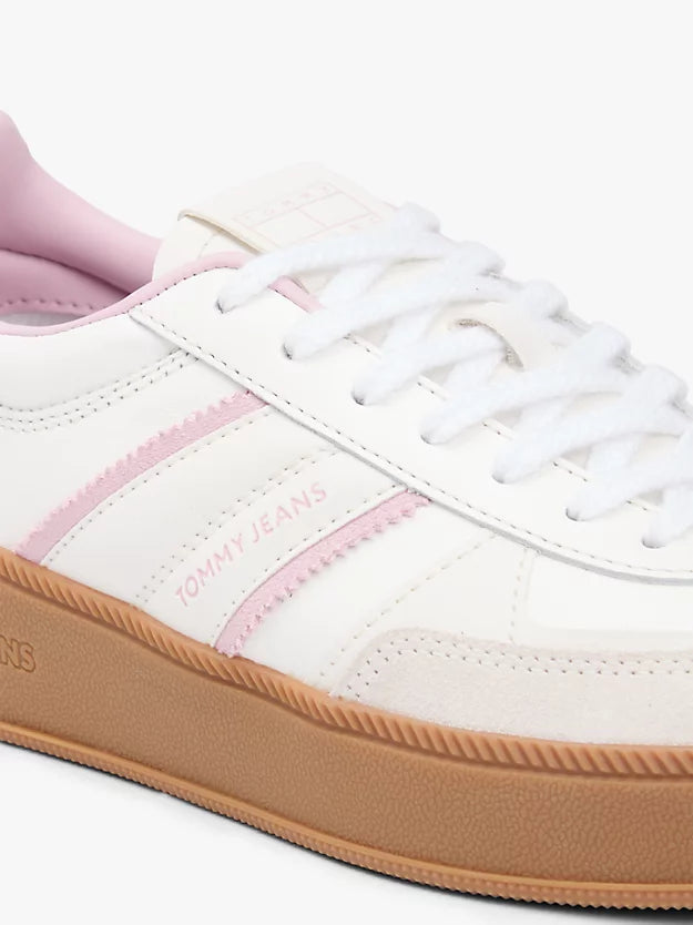 The Greenwich Leather Mixed Texture Platform Trainers