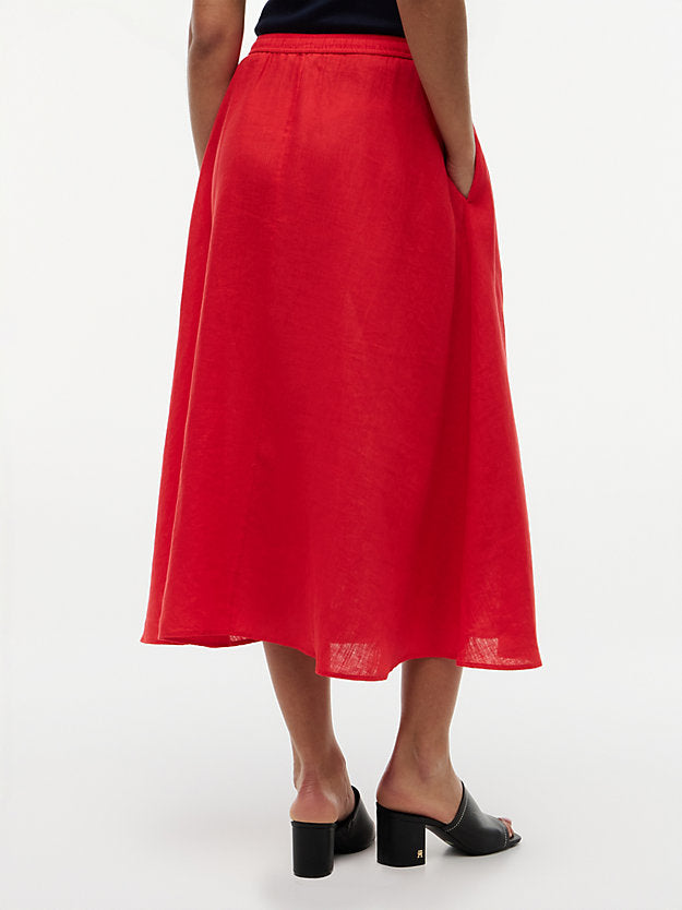 Pure Linen A-Line Midi Skirt