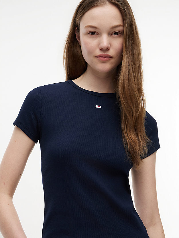 Ribbed Slim Crew Neck T-Shirt