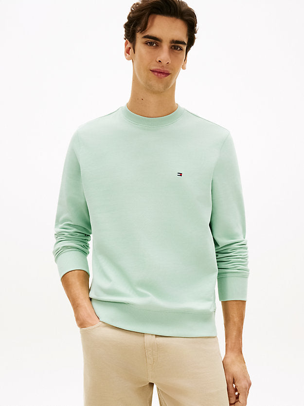 Flag Embroidery Terry Crew Neck Sweatshirt