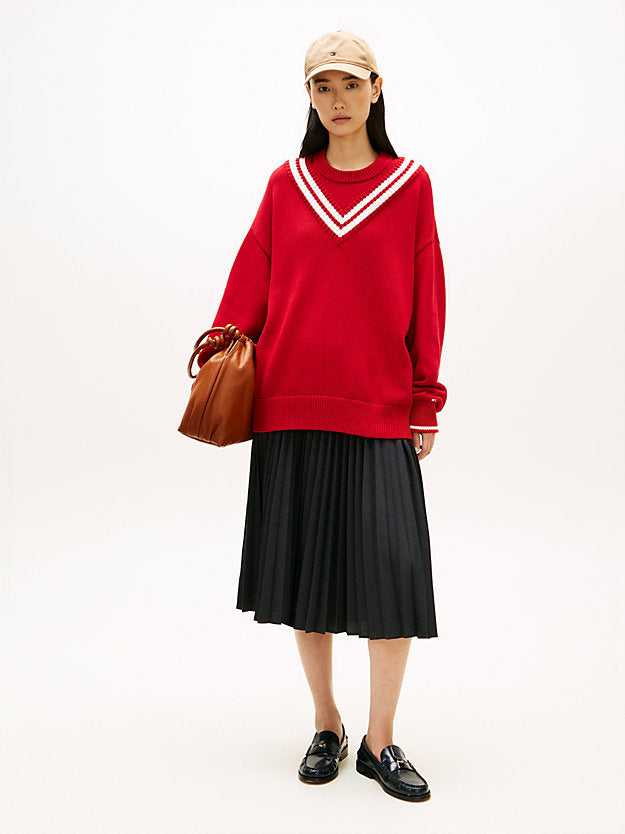 Double Layered Crew Neck Relaxed Cricket Jumper