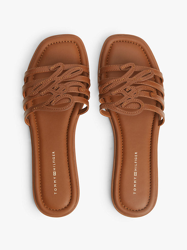 Logo Strap Leather Mules