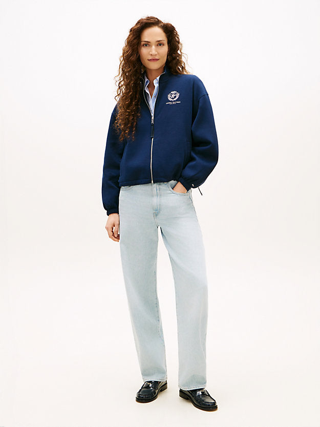 Crest Embroidery Relaxed Zip-Thru Jumper