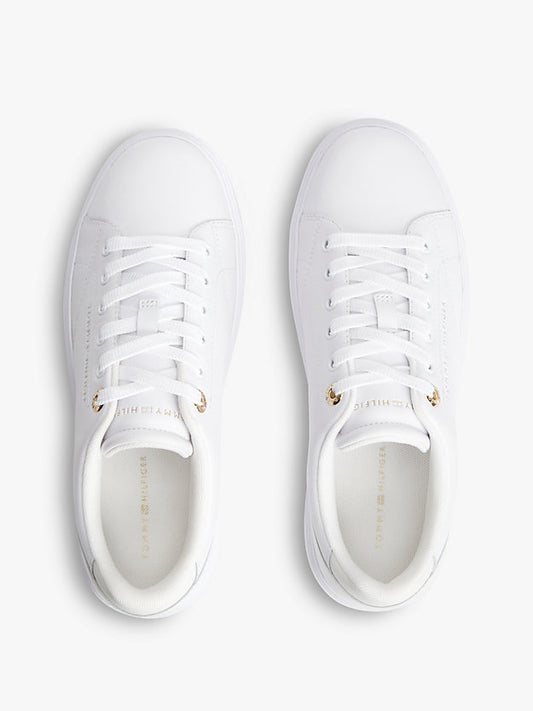 Leather Metallic Logo Cupsole Trainers