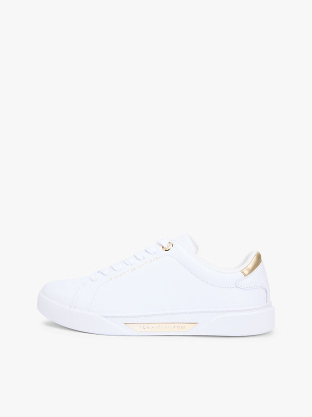 Leather Logo Plaque Court Trainers