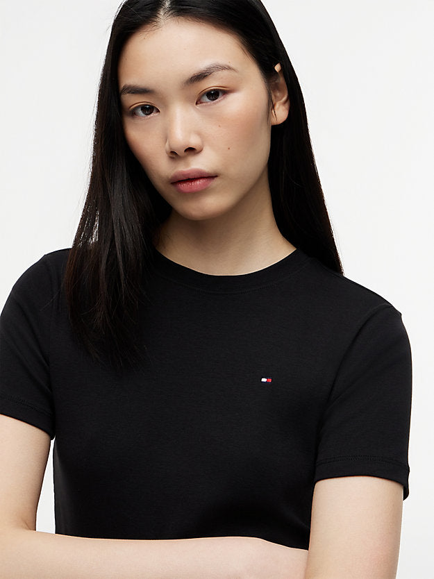 Flag Embroidery Slim Crew Neck T-Shirt