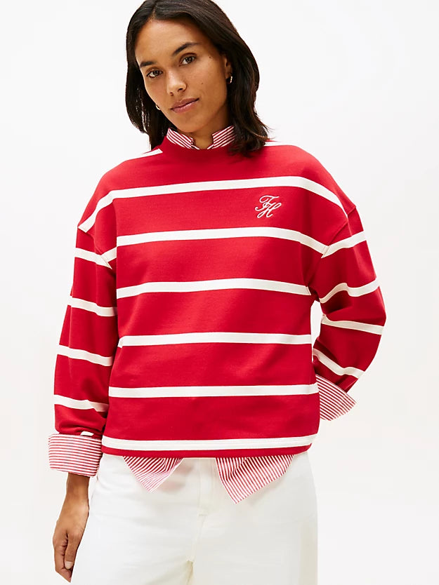 Logo Embroidery Terry Crew Neck Sweatshirt