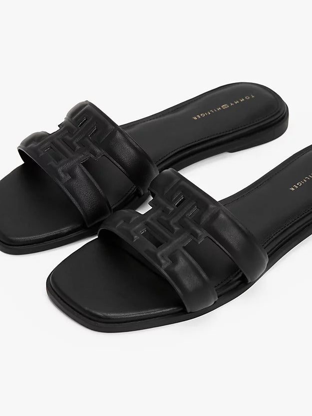 Leather Monogram Strap Mules