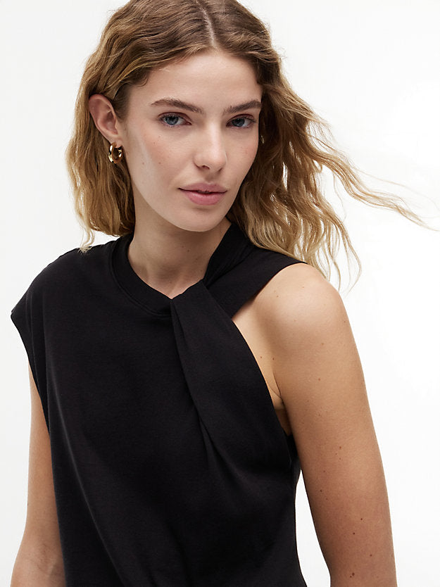 Knot Textured Jersey Sleeveless Top