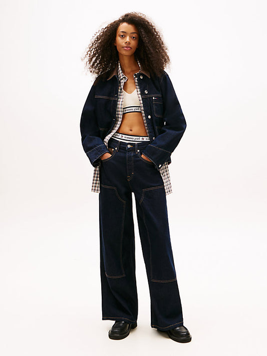 Knee Panel Mid Rise Loose Jeans