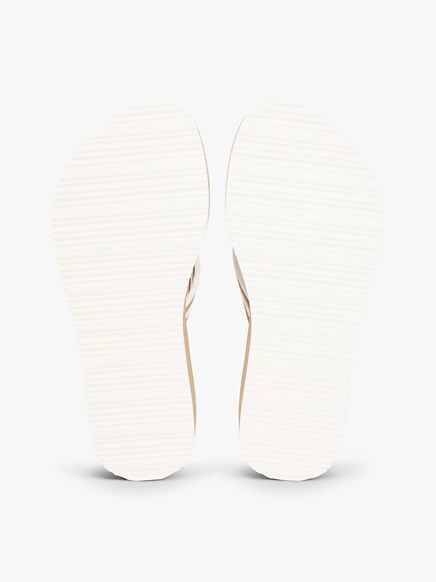 Stripe Webbing Strap Wedge Flip-Flops