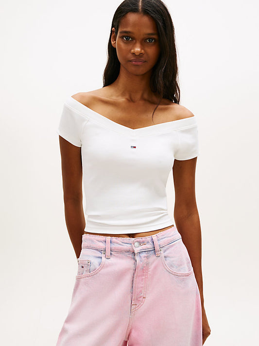Off-The-Shoulder Ribbed Slim Top