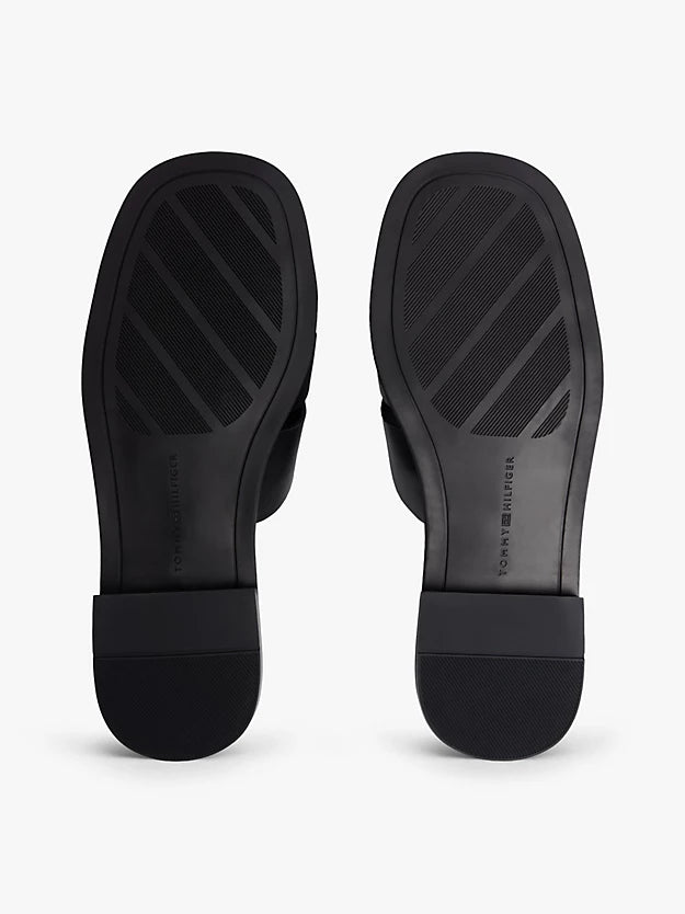 Leather Crest Square Toe Sandals