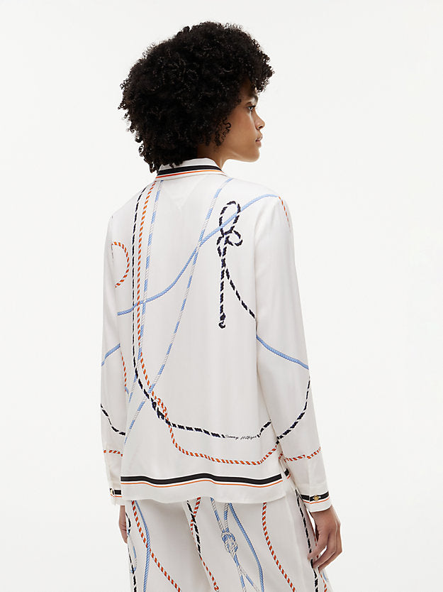 Regular Fit Rope Print Gold-Tone Button Shirt
