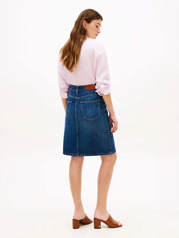 Mid Rise Straight Denim Pencil Skirt