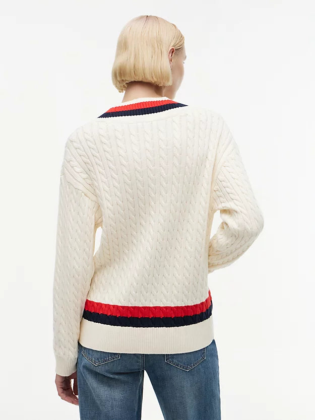 Cable Knit Relaxed V-Neck Jumper