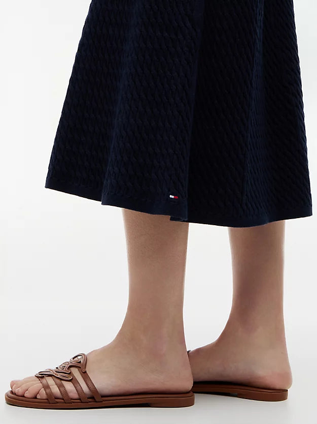 Cable Knit Relaxed A-Line Midi Skirt
