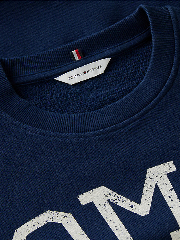 Crest Logo Drawstring Hem Relaxed Sweatshirt